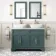 Lucia Midnight Green Double Vanity with Marble Top & Curved Counter Top Basin 1200mm - Brass Knurled Handles