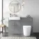 Harper Stone Grey Combination Vanity Basin and Boston Toilet 1200mm - Brushed Brass Accents