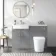 Harper Stone Grey Combination Vanity Basin and Tucson Toilet 1200mm - Brushed Brass Accents - Left Handed