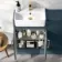 Harper Navy Blue Vanity with Semi Recessed Basin 500mm - Brushed Brass Accents