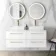 Elba Gloss White Double Wall Hung Drawer Vanity with Marble Top & Cody Basin 1200mm - Brushed Brass Accents