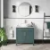 Bermuda Midnight Green Vanity with Marble Top & Oval Counter Top Basin 800mm - Brass Knurled Handles