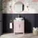 Bermuda Cashmere Pink Vanity with Marble Top & Oval Counter Top Basin 600mm - Brass Knurled Handles