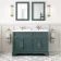 Lucia Midnight Green Double Basin Vanity 1200mm - Brass Knurled Handles