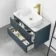 Corsica Inky Blue Wall Hung Drawer Vanity with Marble Top & Marin Basin 800mm