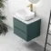 Corsica Midnight Green Wall Hung Drawer Vanity with Marble Top & Curved Counter Top Basin 600mm