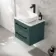 Omaha Mystic Green Wall Hung Drawer Vanity with Marble Top & Curved Counter Top Basin 600mm - Black Accents