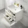 Omaha Linen White Wall Hung Basin Drawer Vanity 600mm - Brushed Brass Accents