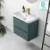 Corsica Midnight Green Wall Hung Slimline Basin Drawer Vanity 600mm