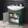Capri Mystic Green Combination Vanity Basin and Houston Toilet 1350mm - Chrome Handles