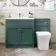 Milos Mystic Green Combination Vanity Basin and Houston Toilet 1300mm - Chrome Handles