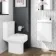 Trent Gloss White Cloakroom Wall Hung Basin Vanity 400mm and Toilet Set