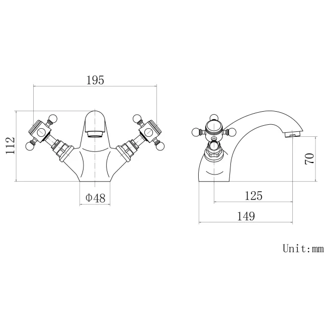 Thames Traditional Chrome Basin Mixer Tap