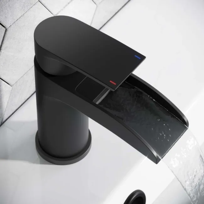 Eden Matt Black Waterfall Basin Mixer Tap