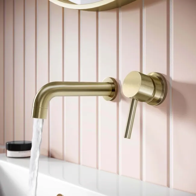 Trent Brushed Brass Wall Mounted Basin Mixer Tap