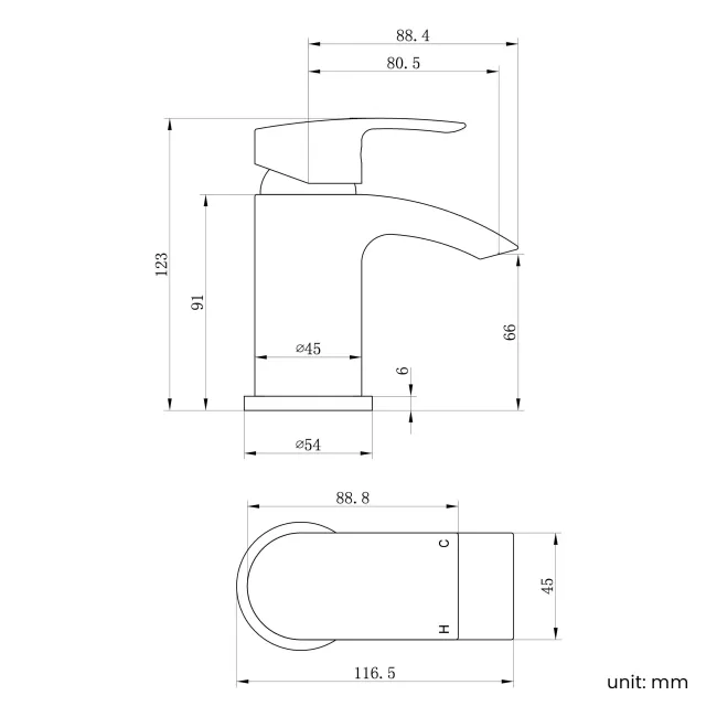 Severn Brushed Brass Cloakroom Basin Mixer Tap