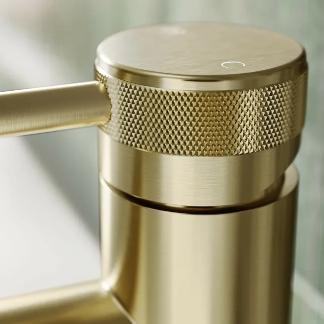 Medway Brushed Brass Basin Mixer Tap with Knurled Detailing