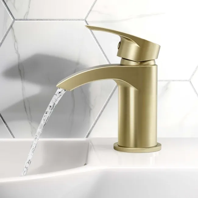 Spey Brushed Brass Cloakroom Basin Mixer Tap
