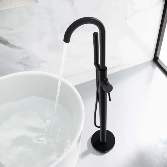 Trent Matt Black Freestanding Bath Shower Mixer Tap