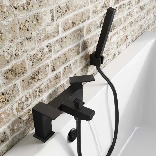 Lea Matt Black Bath Filler & Handheld Shower