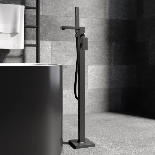 Lea Matt Black Freestanding Bath Shower Mixer Tap