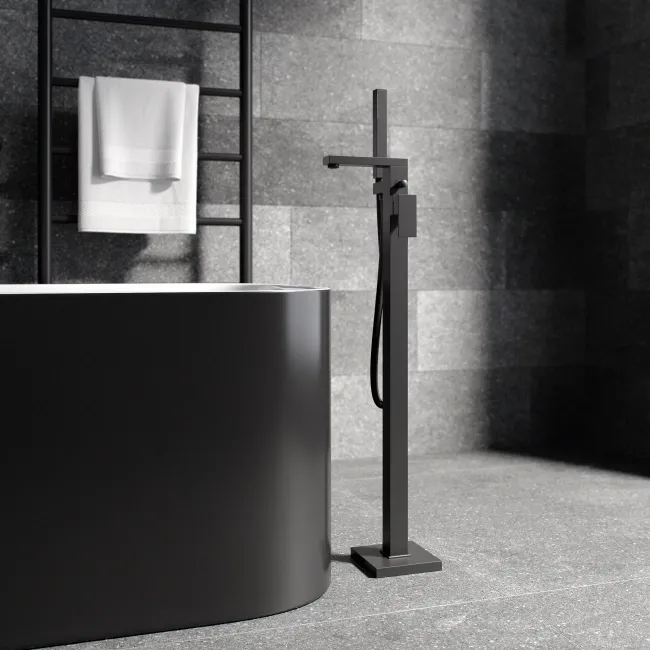 Lea Matt Black Freestanding Bath Shower Mixer Tap