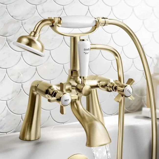 Nene Traditional Brushed Brass Bath Shower Mixer Tap