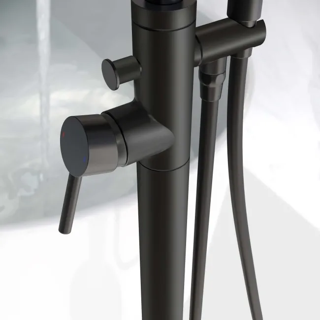 Selma Matt Black Freestanding Bath Shower Mixer Tap