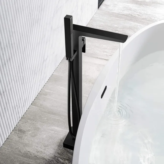 Ribble Matt Black Freestanding Bath Shower Mixer Tap