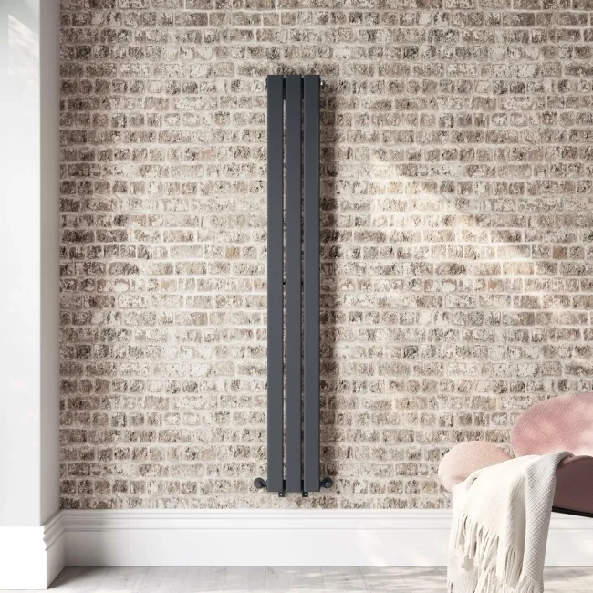Faro Anthracite Single Flat Panel Vertical Radiator 1600x210mm