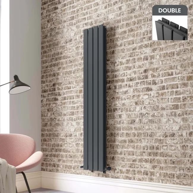 Faro Anthracite Double Flat Panel Vertical Radiator 1600x280mm