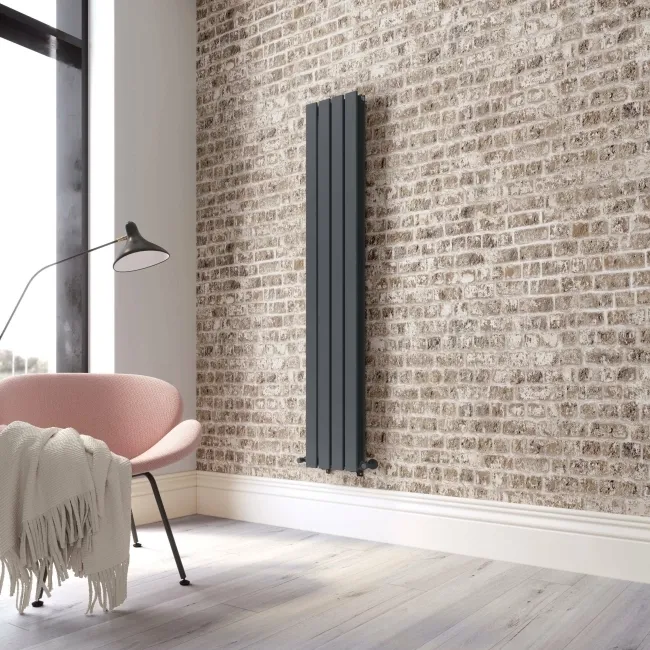 Faro Anthracite Double Flat Panel Vertical Radiator 1600x280mm