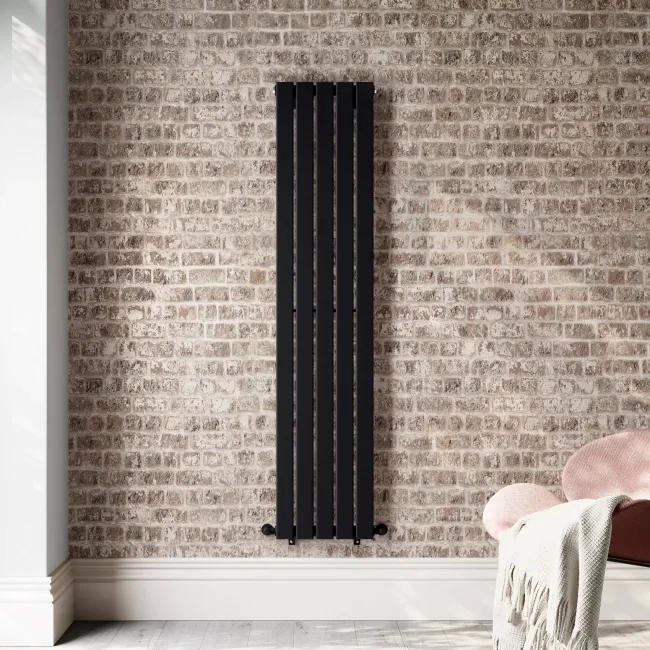 Faro Matt Black Double Flat Panel Vertical Radiator 1600x350mm