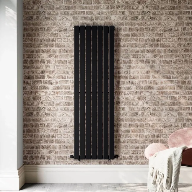 Faro Matt Black Double Flat Panel Vertical Radiator 1600x490mm