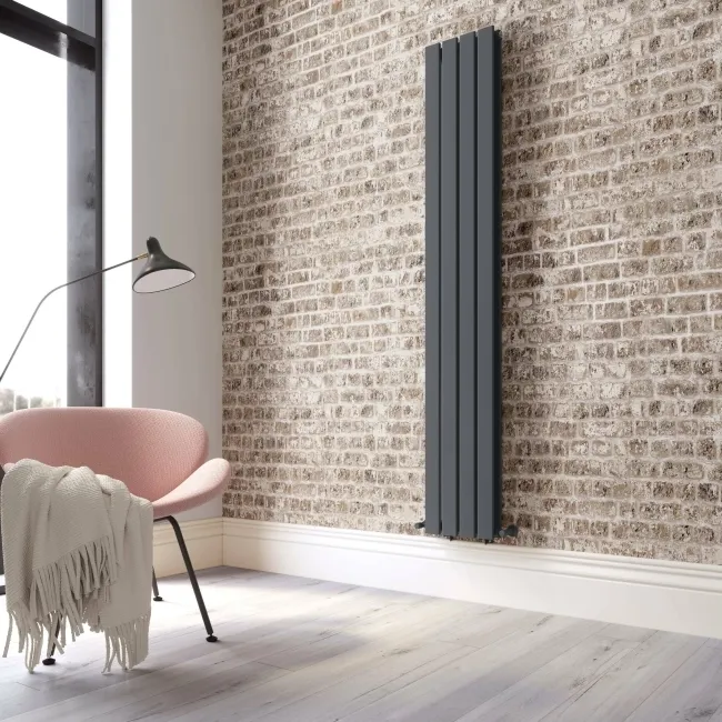 Faro Anthracite Double Flat Panel Vertical Radiator 1800x280mm