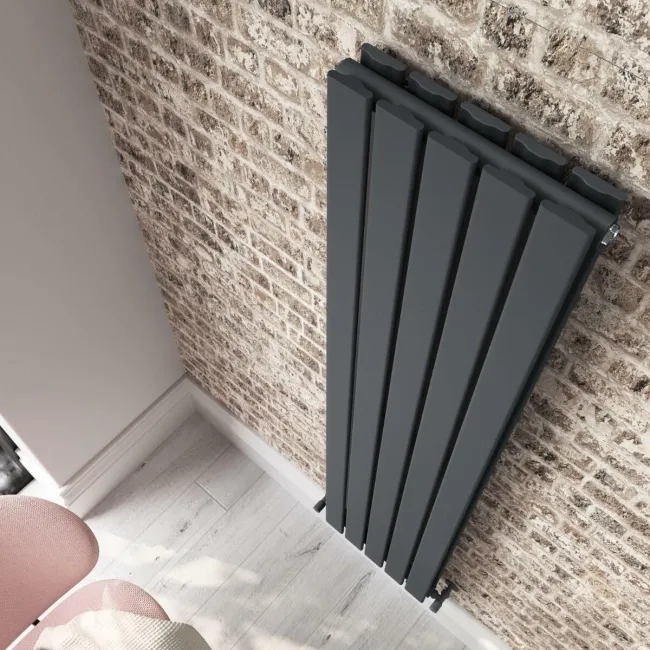 Faro Anthracite Double Flat Panel Vertical Radiator 1800x350mm