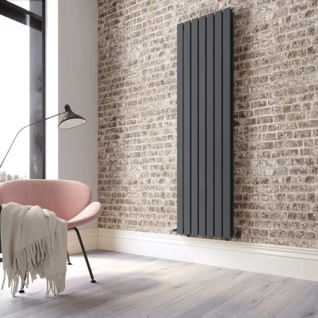 Faro Anthracite Double Flat Panel Vertical Radiator 1800x490mm