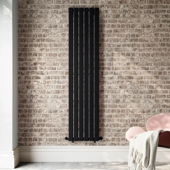 Faro Matt Black Single Flat Panel Vertical Radiator 1800x420mm