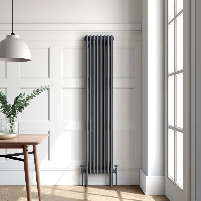 Athens Anthracite Triple Column Vertical Traditional Radiator 1800x380mm
