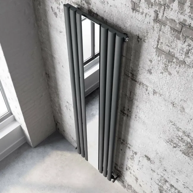 Marseille Anthracite Single Vertical Mirror Radiator 1800x500mm