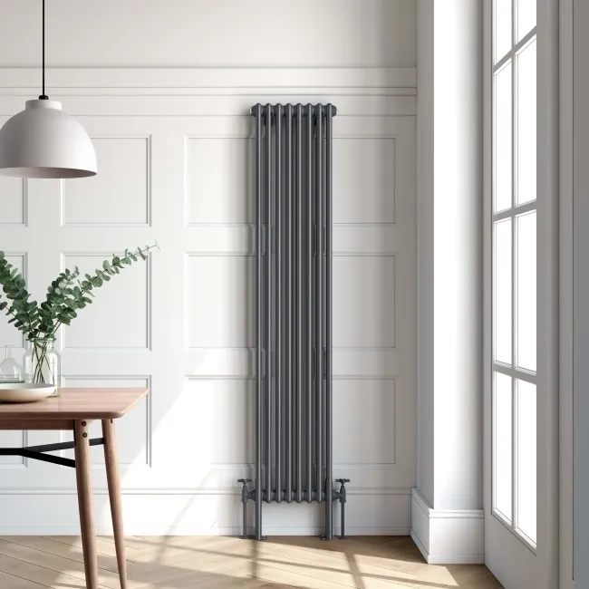 Athens Anthracite Double Column Vertical Traditional Radiator 1800x380mm