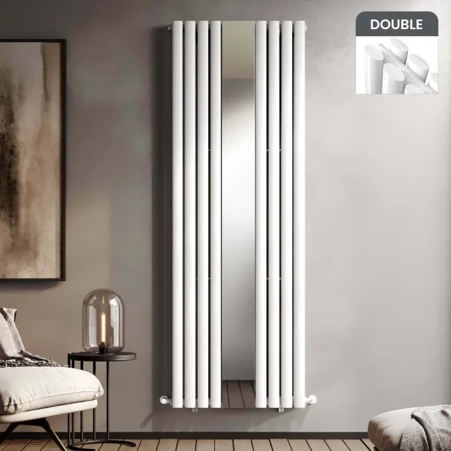 Marseille White Double Vertical Mirror Radiator 1800x620mm