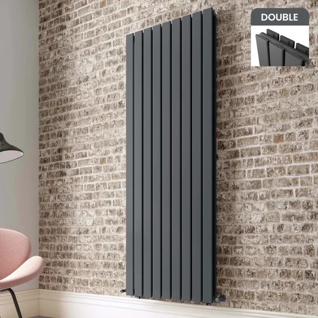 Faro Anthracite Double Flat Panel Vertical Radiator 1800x630mm