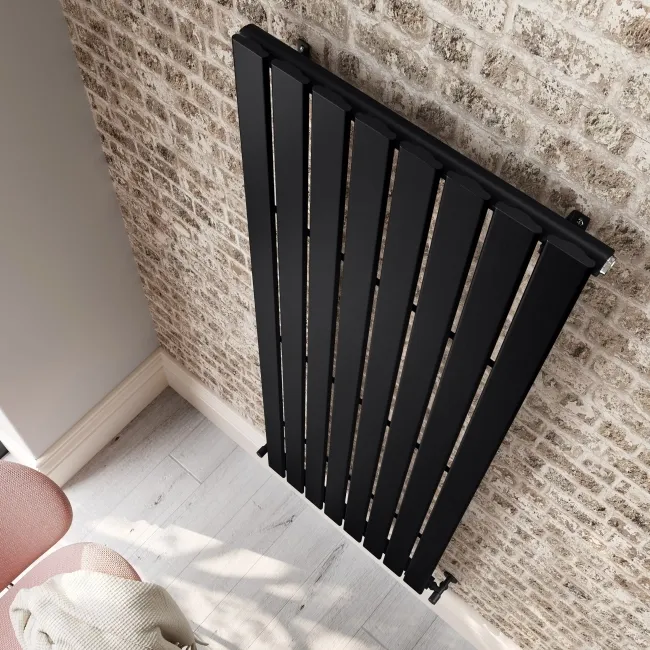Faro Matt Black Single Flat Panel Vertical Radiator 1800x560mm