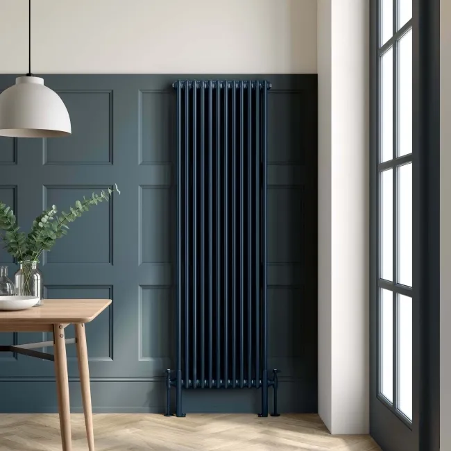 Athens Inky Blue Double Column Vertical Traditional Radiator 1800x560mm