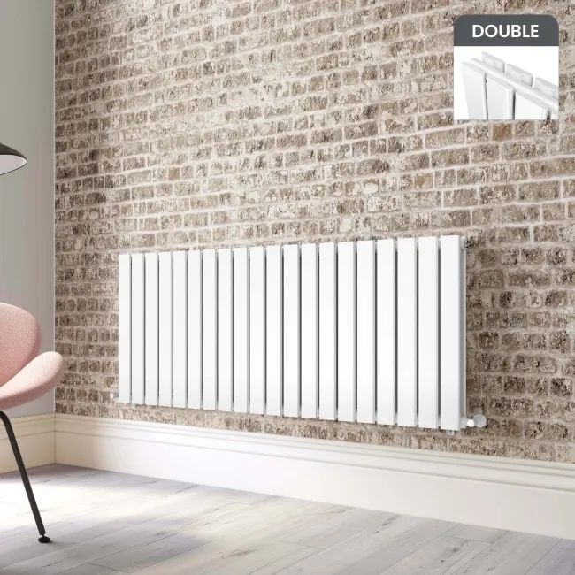 Faro White Double Flat Panel Horizontal Radiator 600x1400mm