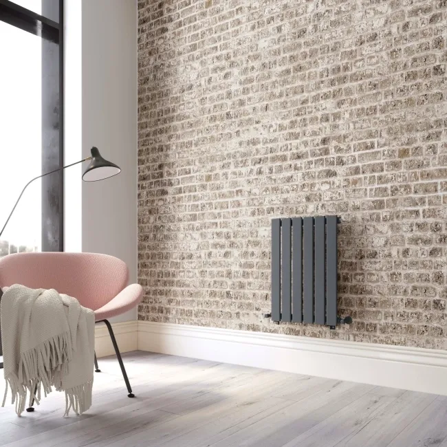 Faro Anthracite Single Flat Panel Horizontal Radiator 600x420mm