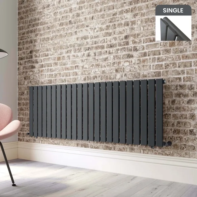Faro Anthracite Single Flat Panel Horizontal Radiator 600x1610mm