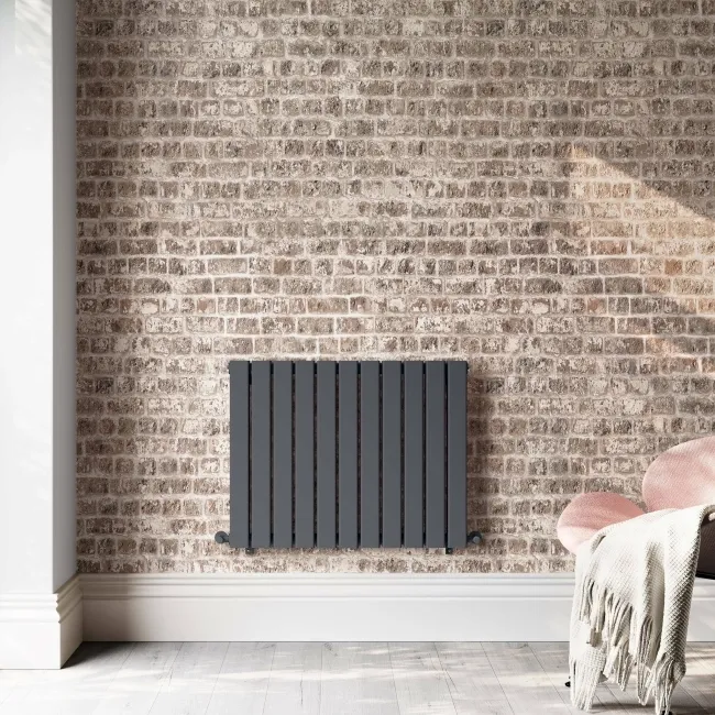 Faro Anthracite Double Flat Panel Horizontal Radiator 600x770mm