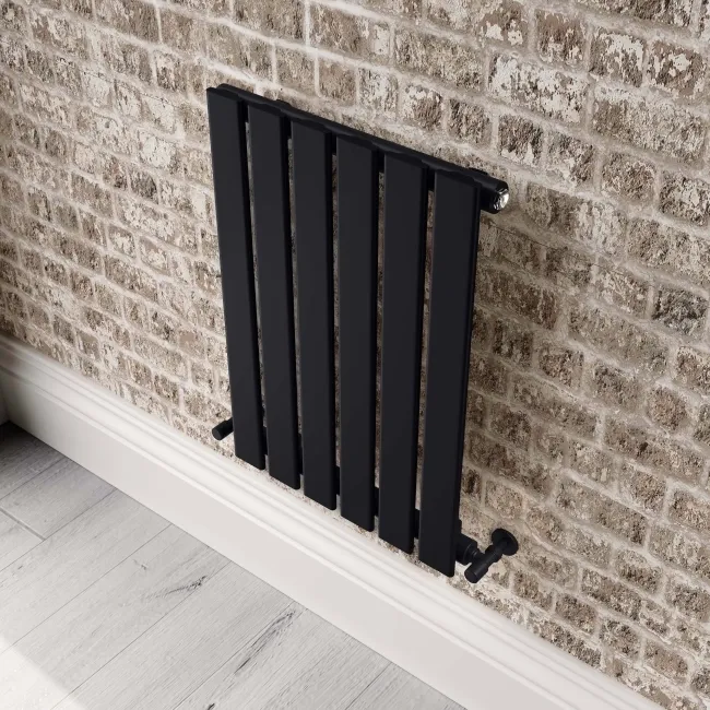 Faro Matt Black Single Flat Panel Horizontal Radiator 600x420mm
